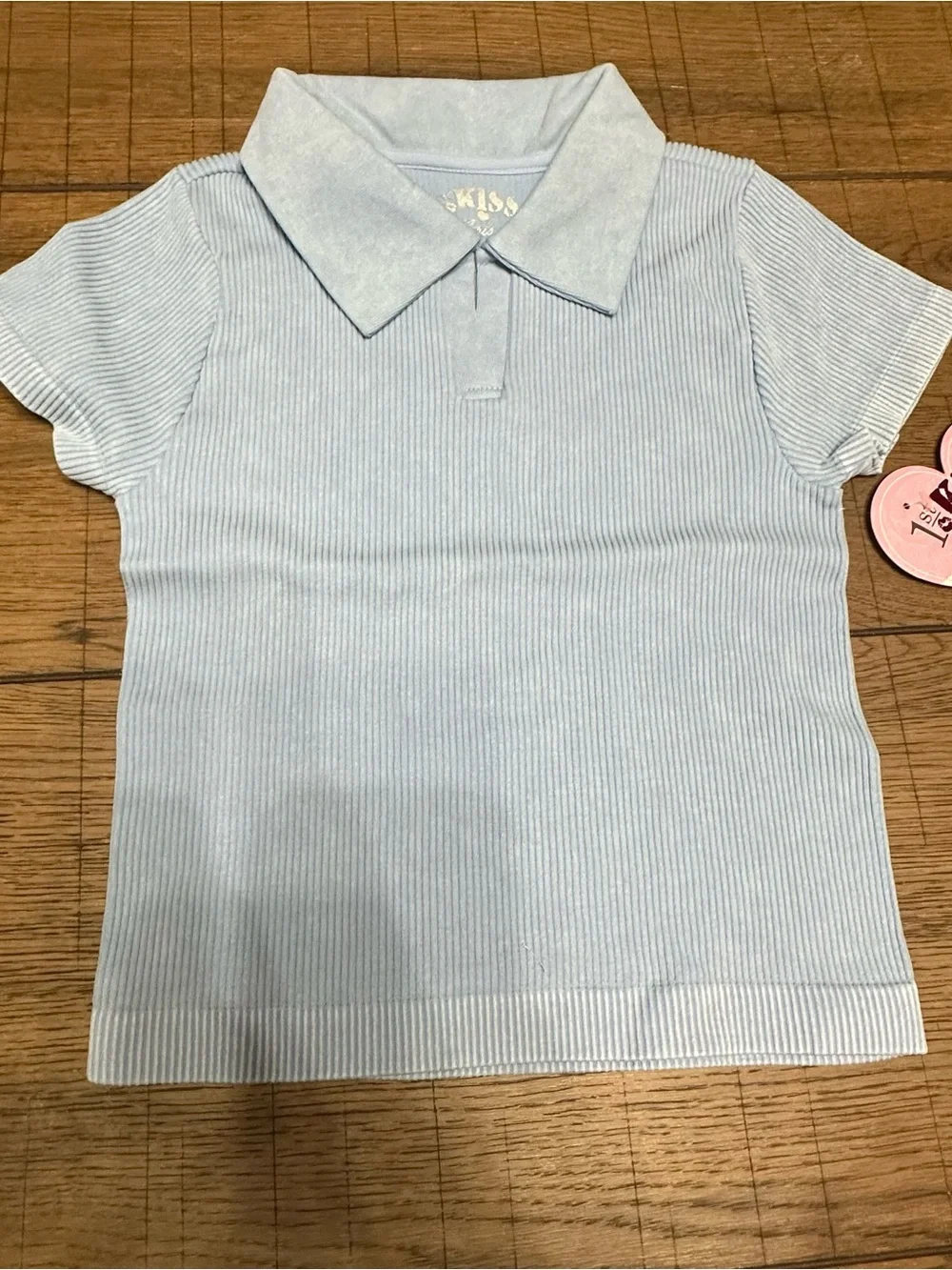 Kiss Seamless Light Blue Ribbed Kids Ribbed 2 Piece Set Girls 10-12 NWT